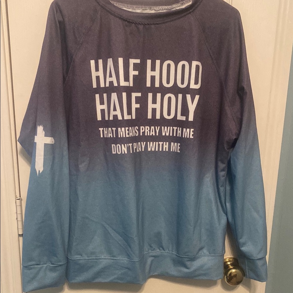 Blue and Gray Graphic Sweatshirt